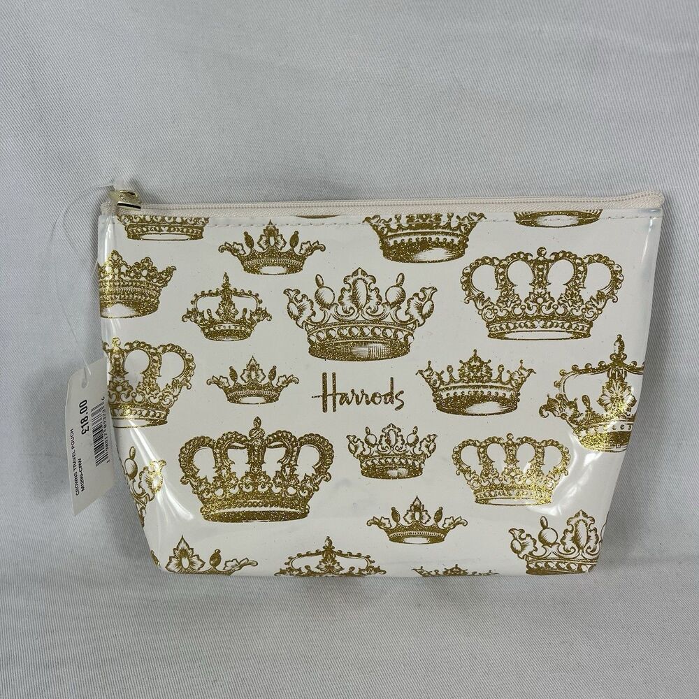 NWT Harrods London Glitter Crown Travel Pouch Makeup Bag London Souvenir